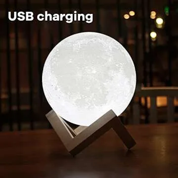 BRIGHTWORLD Moon Lamp - Unique 3D Printed Night Light