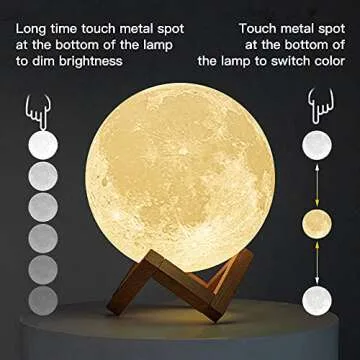 BRIGHTWORLD Moon Lamp - Unique 3D Printed Night Light