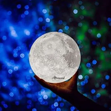 BRIGHTWORLD Moon Lamp - Unique 3D Printed Night Light