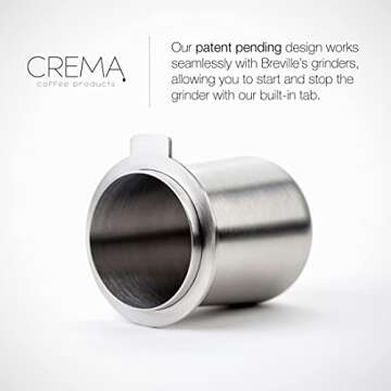 Crema Coffee Products | 54mm Dosing Cup | Brushed Silver | 100% Stainless Steel | Espresso Coffee Do...