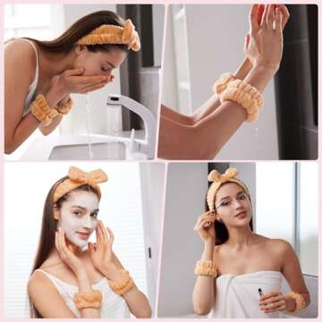 Ztomine Spa Headband and Wristband Set for Women