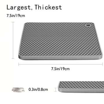 BasicForm Silicone Trivet Square Honeycomb Pattern 7.5x7.5x0.31 Inches (Set of 4) (Gray)