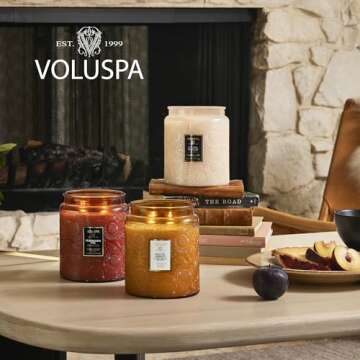 Voluspa Milk Rose, Large Candle Jar, 18 Ounce, 100 Hour Burn Time, Coconut Wax for Clean Burning, Handcrafted in The USA