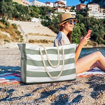 Durable Becokan Large Waterproof Beach Tote Bag for Women