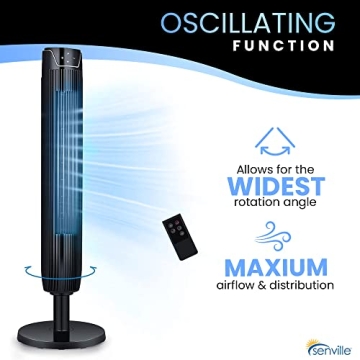Senville 42" Quiet Tower Fan with Remote Control and Timer