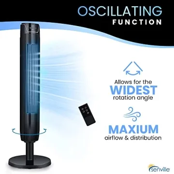Senville 42" Quiet Tower Fan with Remote Control and Timer