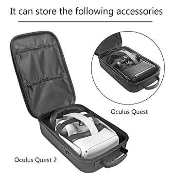 HIJIAO Hard Travel Case for Oculus Quest 2 & Quest VR Gaming Headset and Controllers Accessories Waterproof Shockproof Carring case (Black)
