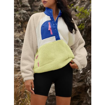 Yanekop Women's Fuzzy Fleece Sherpa Sweatshirt