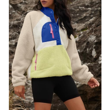 Yanekop Women's Fuzzy Fleece Sherpa Sweatshirt