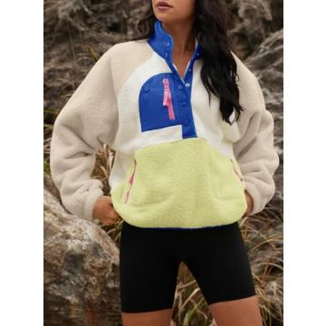 Yanekop Women's Fuzzy Fleece Sherpa Sweatshirt