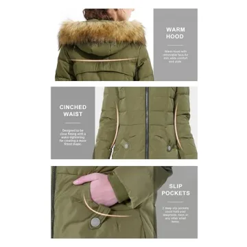 Orolay Women's Stylish Down Jacket with Faux Fur Trim