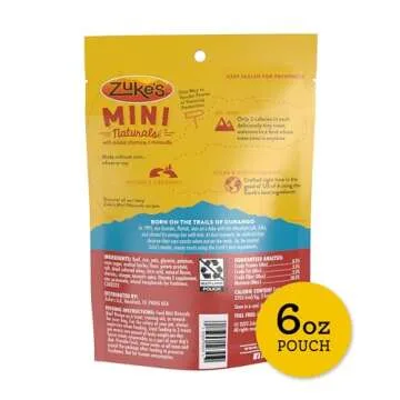 Zuke’s Mini Naturals Soft And Chewy Dog Treats For Training Pouch, Natural Treat Bites With Beef Recipe - 6 oz. Bag