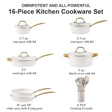 Ceramic Pots and Pans Set - Kitchen Cookware Sets Nontsick Non Toxic Cookware Set With Dutch Oven, F...