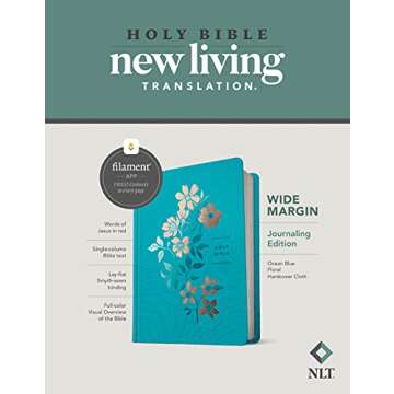 NLT Wide Margin Bible, Filament Enabled (Hardcover Cloth, Ocean Blue Floral, Red Letter)