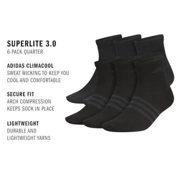 adidas Men's Superlite Quarter Socks - Lightweight and Breathable