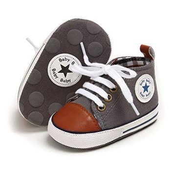 Meckior Toddler Baby Boys Girls High Tops Ankle Sneakers Soft Anti-Slip Sole PU Leather Moccasins In...