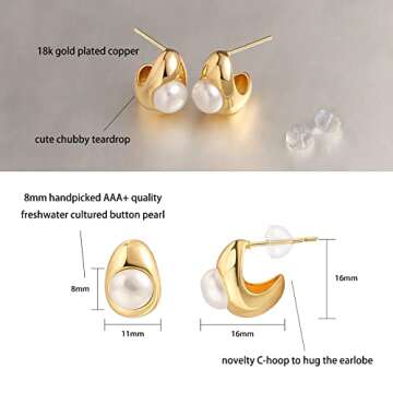 Elegant Gold Pearl Drop Earrings for Women - PEARLADA