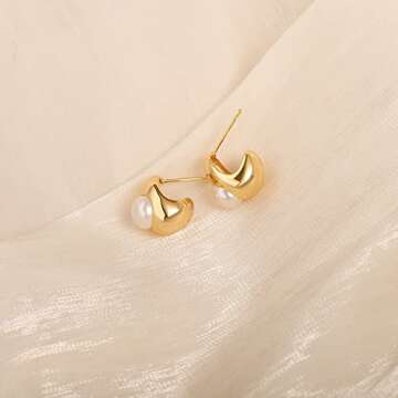 Elegant Gold Pearl Drop Earrings for Women - PEARLADA