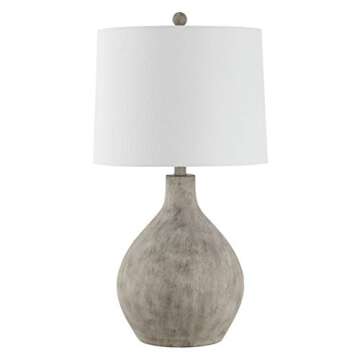 SAFAVIEH Lighting Collection Tolen Modern Rustic Farmhouse Grey 26-inch Bedroom Living Room Home Office Desk Nightstand Table Lamp (LED Bulb Included)