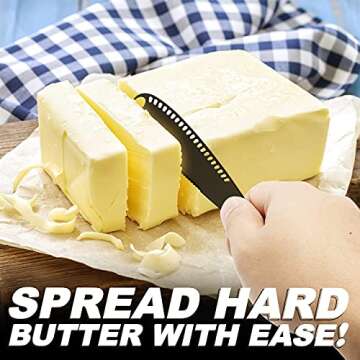 Mlesi 2-Pack Butter Stainless Steel Butter Spreader Knife,Multifunctional Butter Knife for Cold Butt...