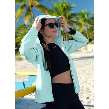 BALEAF Women's Running Rain Jackets Waterproof Hooded Windbreaker Packable Lightweight Cycling Jacket Reflective Spring Green L