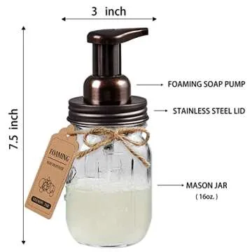 Amolliar Mason Jar Bathroom Accessories Set(4 Pack) - Foaming Soap Dispenser&Qtip Holder Set&Toothbrush Holder-Rustic Farmhouse Decor Bathroom Organizer Apothecary Jar Country Countertop (Bronze)