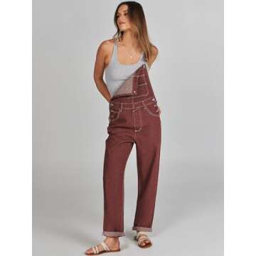 ANRABESS Womens Jean Overalls Loose Fit Adjustable Strap Denim Jumpsuits Rompers Bib Overall 2025 Spring Fashion Work Outfits Washed Rust X-Small