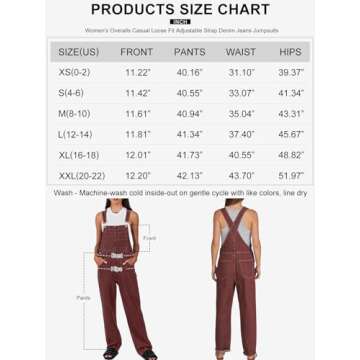 ANRABESS Womens Jean Overalls Loose Fit Adjustable Strap Denim Jumpsuits Rompers Bib Overall 2025 Spring Fashion Work Outfits Washed Rust X-Small