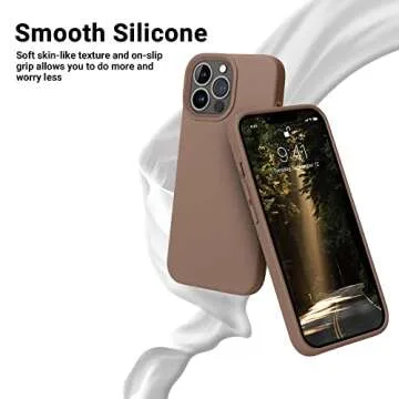 OTOFLY Compatible with iPhone 13 Pro Case,[Military Grade Drop Protection] [Anti-Scratch Microfiber Lining] Silicone Shockproof Protective Phone Case Slim Thin Cover 6.1 inch, Light Brown