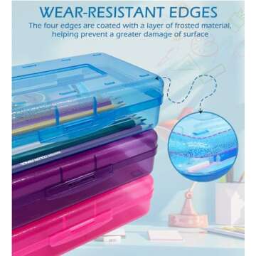 Nuozme Plastic Translucent Pencil Box,Pencil Cases with Snap-Tight Lid for Pens, Pencils, School Supplies,Office Supplies, 1 Pack
