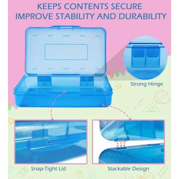 Nuozme Plastic Translucent Pencil Box,Pencil Cases with Snap-Tight Lid for Pens, Pencils, School Supplies,Office Supplies, 1 Pack