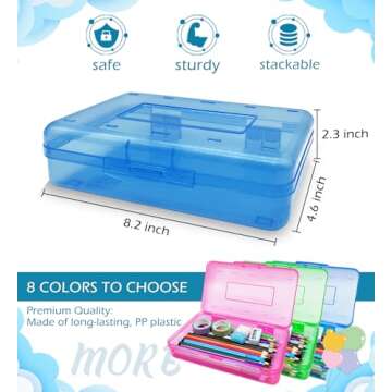 Nuozme Plastic Translucent Pencil Box,Pencil Cases with Snap-Tight Lid for Pens, Pencils, School Supplies,Office Supplies, 1 Pack