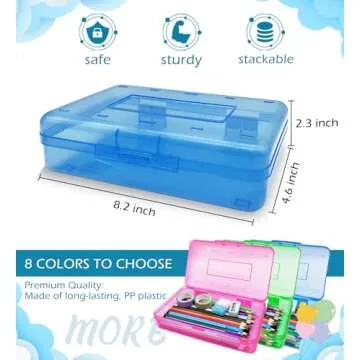 Nuozme Plastic Translucent Pencil Box,Pencil Cases with Snap-Tight Lid for Pens, Pencils, School Supplies,Office Supplies, 1 Pack