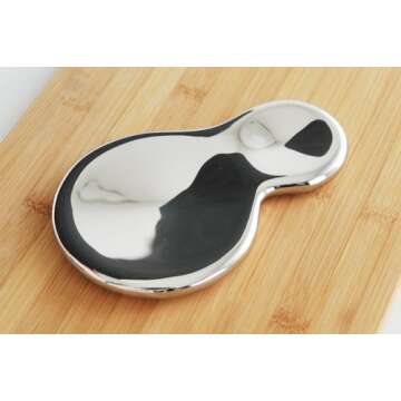 Elegant Alessi T-1000 Spoon Rest in Stainless Steel Mirror Finish