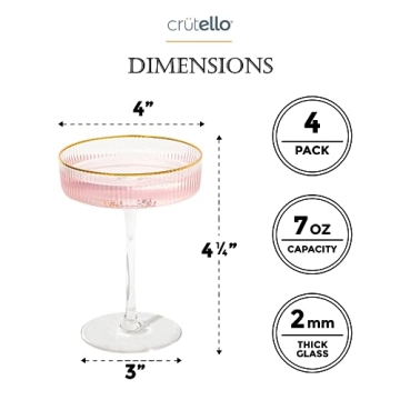 Crutello Champagne Coupe Glasses Set - Elegant Gift