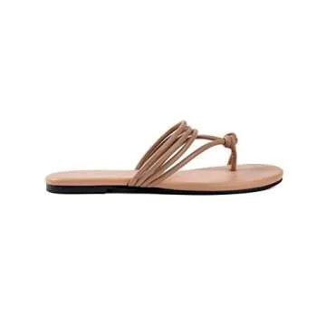 Mtzyoa Women Flat Sandals Strappy Nude Size 7 Summer Comfy Leather Ladies Cute Casual Sandals
