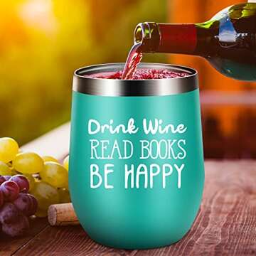 Funny Wine Tumbler Gifts for Book Lovers - Ideal Birthday Present for Bibliophiles
