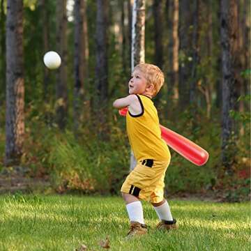 ELEMARA 2 Inflatable Baseball Bats, Kids Inflatable Toys for Inflatable Bouncer with 4 Ball Pit Balls for Kids 3-8 Years Old, 19 Inch