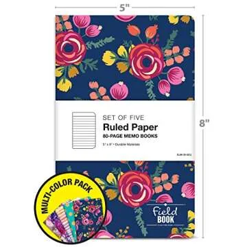 Elan Publishing Company Field Notebook/Journal - 5"x8" - Assorted Patterns - Lined Memo Book - Pack ...