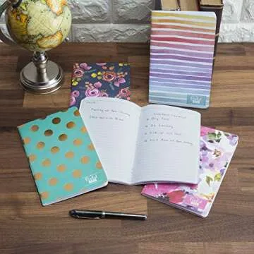 Elan Publishing Company Field Notebook/Journal - 5"x8" - Assorted Patterns - Lined Memo Book - Pack of 5
