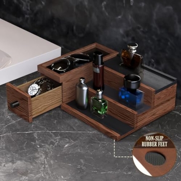 NiHome 3 Tier Wooden Cologne Organizer Handcrafted