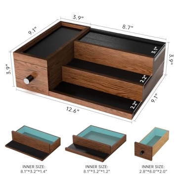 NiHome 3 Tier Wooden Cologne Organizer Handcrafted