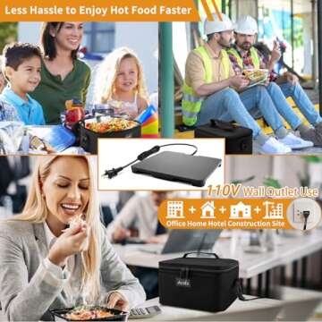 Aotto Portable Oven Electric Lunch Box Food Heater - 80W Heated Lunch Box for Work, Travel, & Home