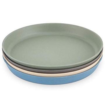 WeeSprout Bamboo Plates for Kids - Set of 4 Dishwasher Safe