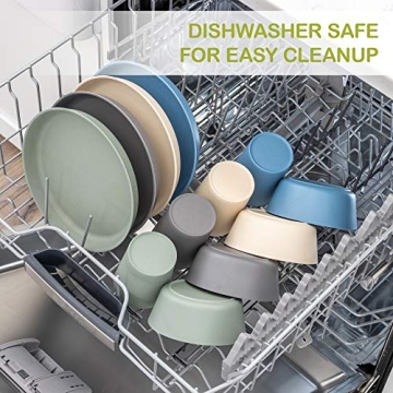 WeeSprout Bamboo Plates for Kids - Set of 4 Dishwasher Safe