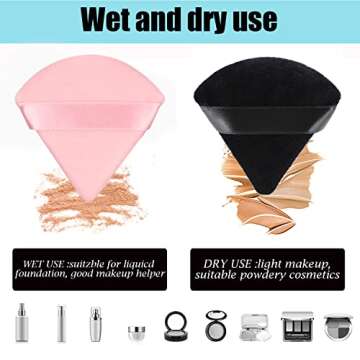8 Pcs Cotton Powder Puff Face,JASSINS Triangle super soft Both dry and wet Makeup Setting Puff,For C...
