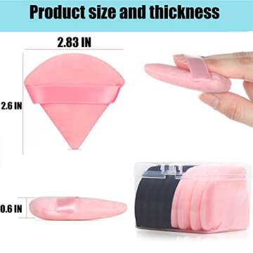 8 Pcs Cotton Powder Puff Face,JASSINS Triangle super soft Both dry and wet Makeup Setting Puff,For Concealer/Loose Powder/Body Powder/Foundation/Blush Makeup Sponge Set (Black,pink)