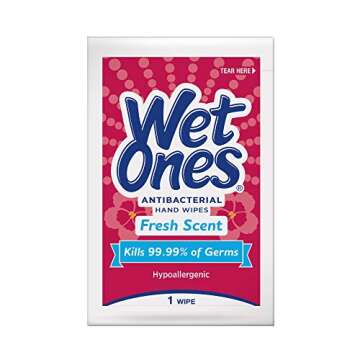 Wet Ones Antibacterial Hand Wipes, Fresh Scent, 48 Individually Wrapped Wipes in a Dispenser, Packag...