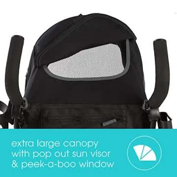 Summer Infant 3Dlite+ Convenience Stroller, Lightweight Umbrella Stroller with Oversized Canopy, Extra-Large Storage and Compact Fold, Black
