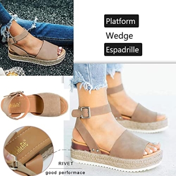 Athlefit Women's Espadrille Wedge Sandals for Summer